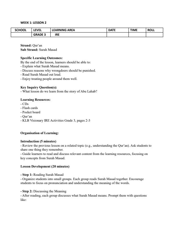Page 3 – Grade 3 IRE Lesson Plans Term 1 – Kenyaplex