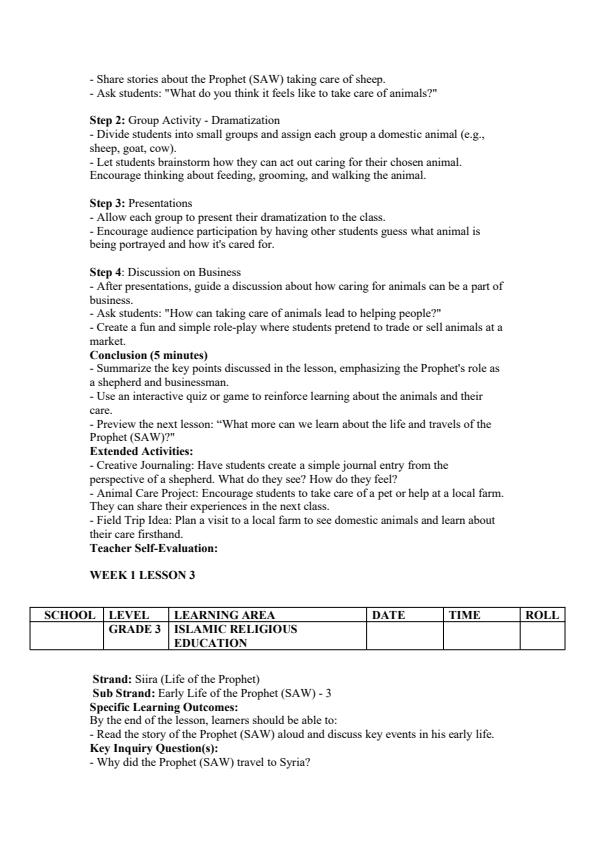 Page 3 – Grade 3 Islamic Religious Education Lesson Plans Term 3 – Kenyaplex