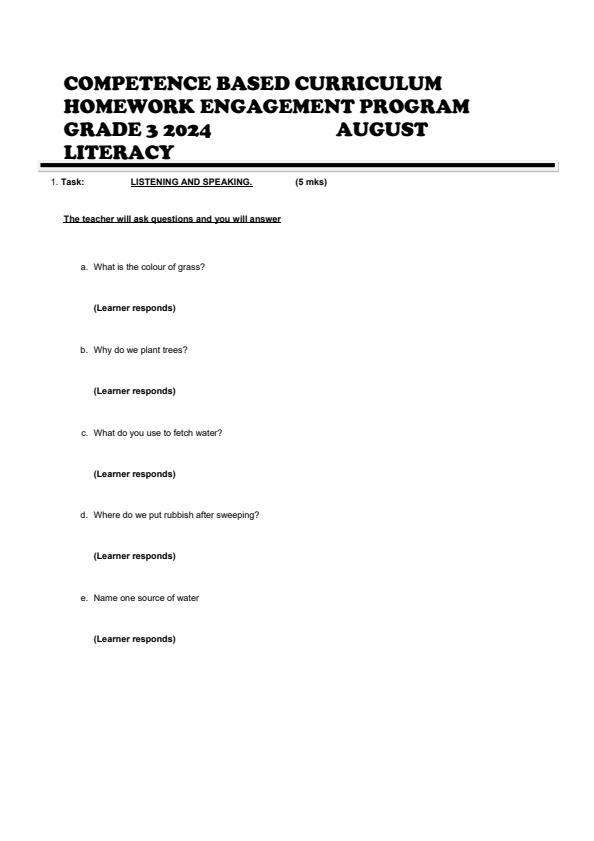 Page 1 – Grade 3 Literacy Activities August 2024 Holiday Assignment – Kenyaplex