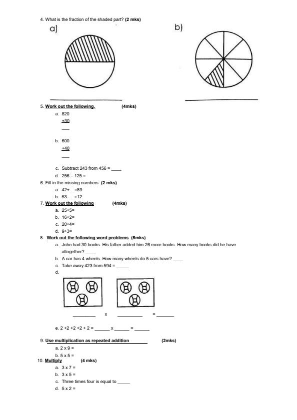 Page 2 – Grade 3 Mathematics Activities August 2024 Holiday Assignment – Kenyaplex
