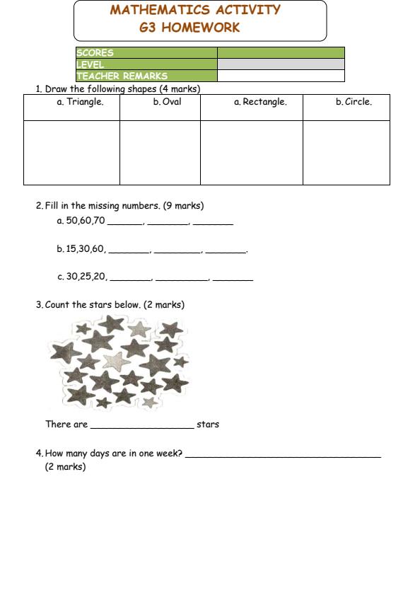 Page 1 – Grade 3 Mathematics Activities December 2024 Holiday Assignment – Kenyaplex