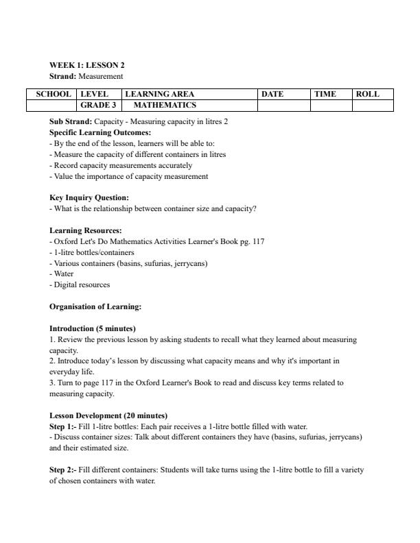 Page 3 – Grade 3 Mathematics Lesson Plans Term 3 - Let