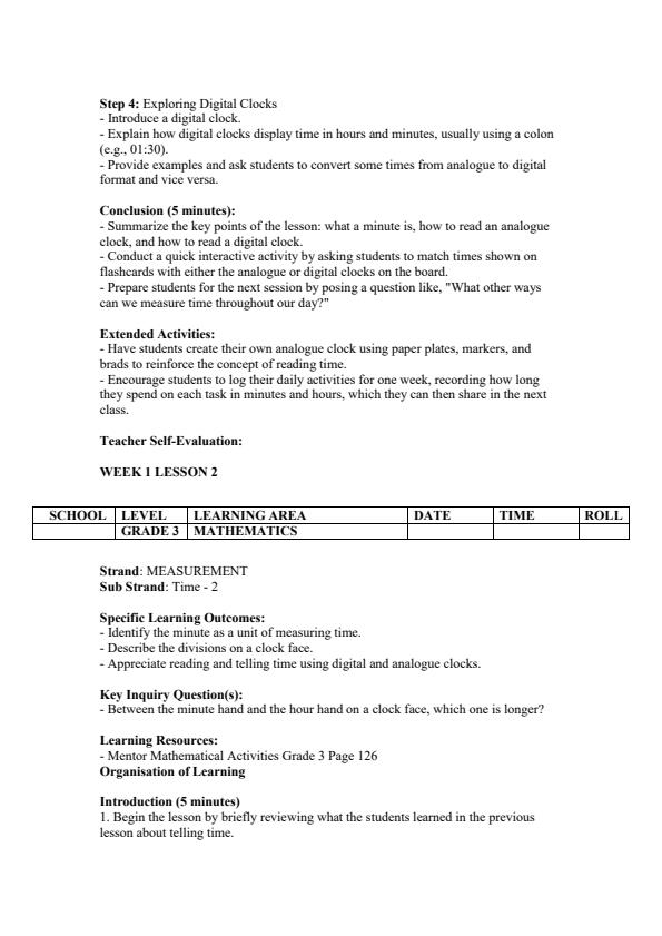 Page 2 – Grade 3 Mathematics Lesson Plans Term 3 - Mentor – Kenyaplex