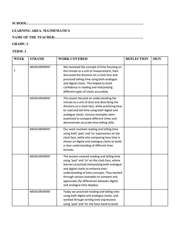 Page 1 – Grade 3 Mathematics Records of Work Term 3 - Mentor – Kenyaplex