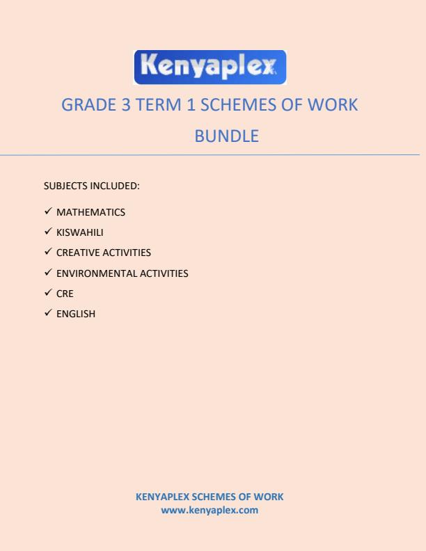 Page 1 – Grade 3 Term 1 Schemes of Work All Subjects (Bundle) – Kenyaplex