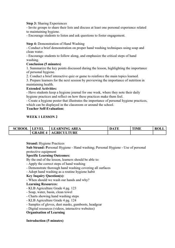 Page 2 – Grade 4 Agriculture Lesson Plans Term 3 - KLB – Kenyaplex