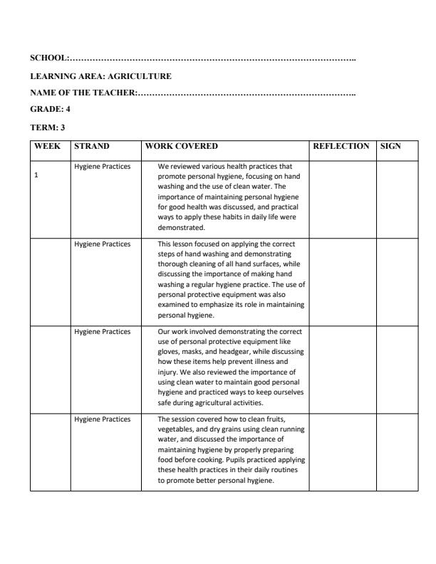Page 1 – Grade 4 Agriculture Records of Work Term 3 - KLB – Kenyaplex