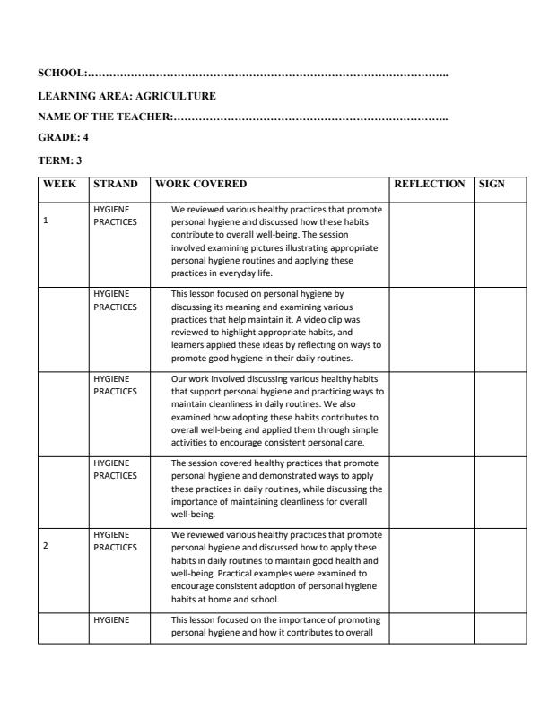 Page 1 – Grade 4 Agriculture Records of Work Term 3 - Oxford Modern  – Kenyaplex