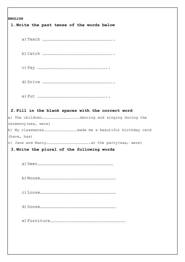 Page 2 – Grade 4 August 2025 Holiday Assignments - Set – Kenyaplex