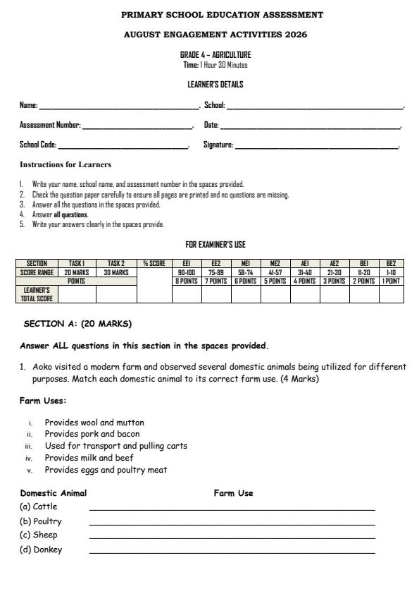 Page 2 – Grade 4 August 2026 Holiday Assignment - Full Set – Kenyaplex
