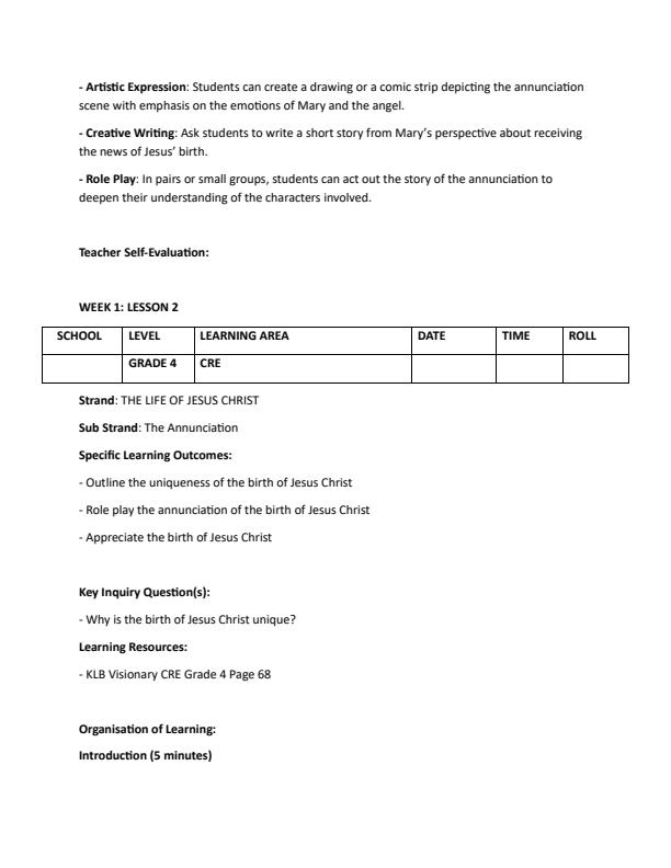 Page 3 – Grade 4 CRE Lesson Plans Term 2 - KLB Visionary – Kenyaplex