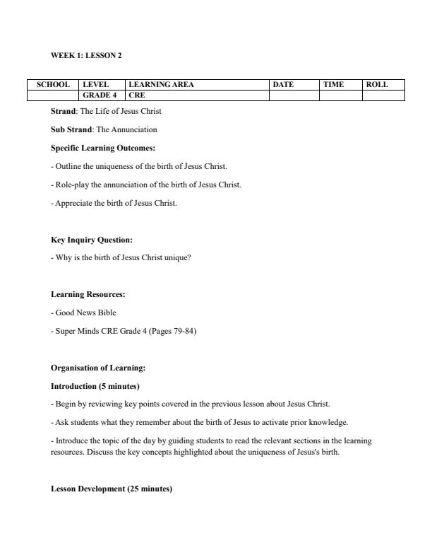 Page 4 – Grade 4 CRE Lesson Plans Term 2 - Super Minds – Kenyaplex