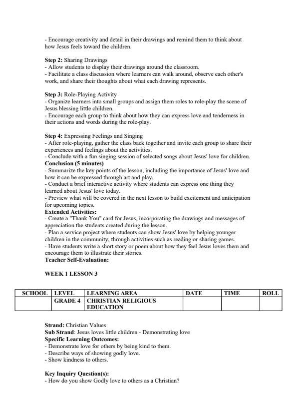 Page 3 – Grade 4 Christian Religious Education Lesson Plans Term 3 - One Planet – Kenyaplex