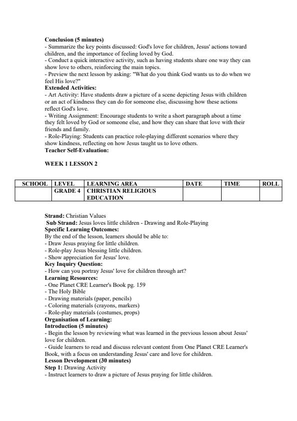 Page 2 – Grade 4 Christian Religious Education Lesson Plans Term 3 - One Planet – Kenyaplex