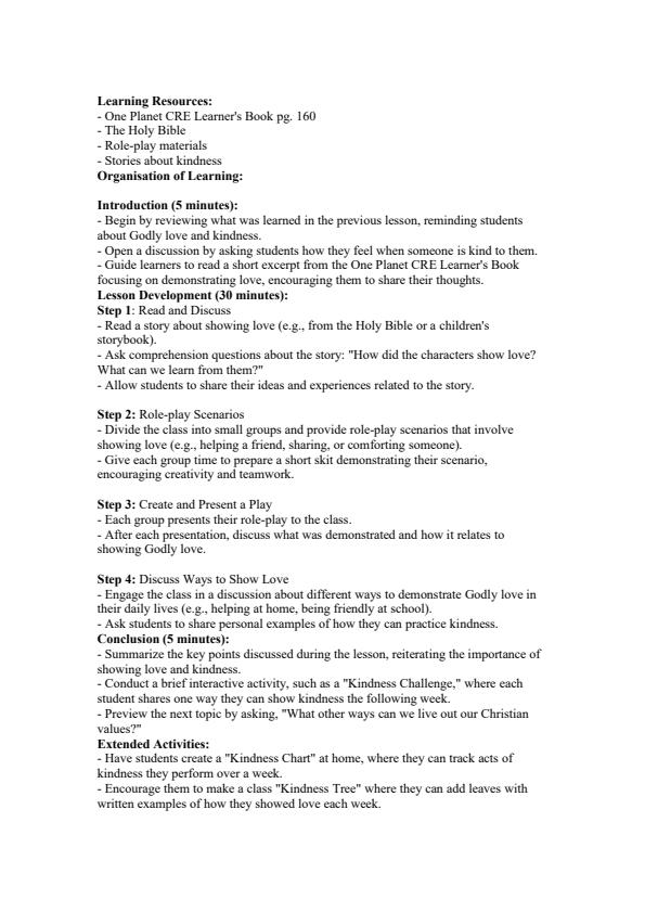 Page 4 – Grade 4 Christian Religious Education Lesson Plans Term 3 - One Planet – Kenyaplex