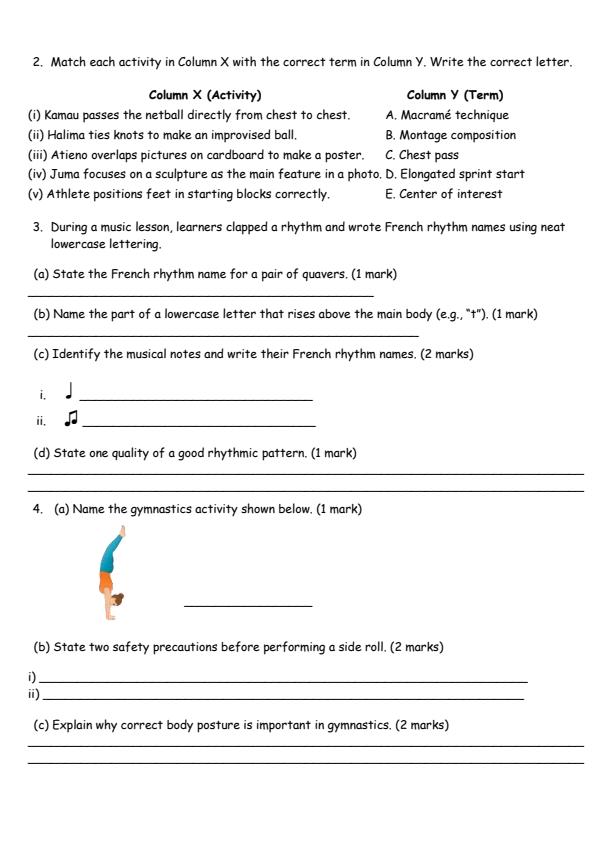 Page 2 – Grade 4 Creative Arts August 2026 Holiday Assignment – Kenyaplex