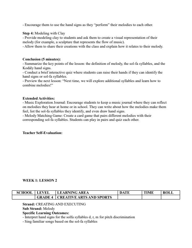 Page 2 – Grade 4 Creative Arts and Sports Lesson Plans Term 2 - Champion Creative Arts – Kenyaplex