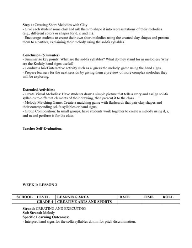 Page 2 – Grade 4 Creative Arts and Sports Lesson Plans Term 2 - Mentor – Kenyaplex