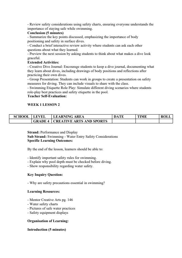 Page 2 – Grade 4 Creative Arts and Sports Lesson Plans Term 3 - Mentor  – Kenyaplex