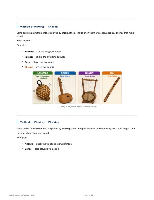Page 3 – Grade 4 Creative Arts and Sports Notes Term 1, Term 2, Term 3 – Kenyaplex