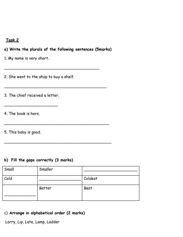 Page 2 – Grade 4 English December 2024 Holiday Assignment – Kenyaplex