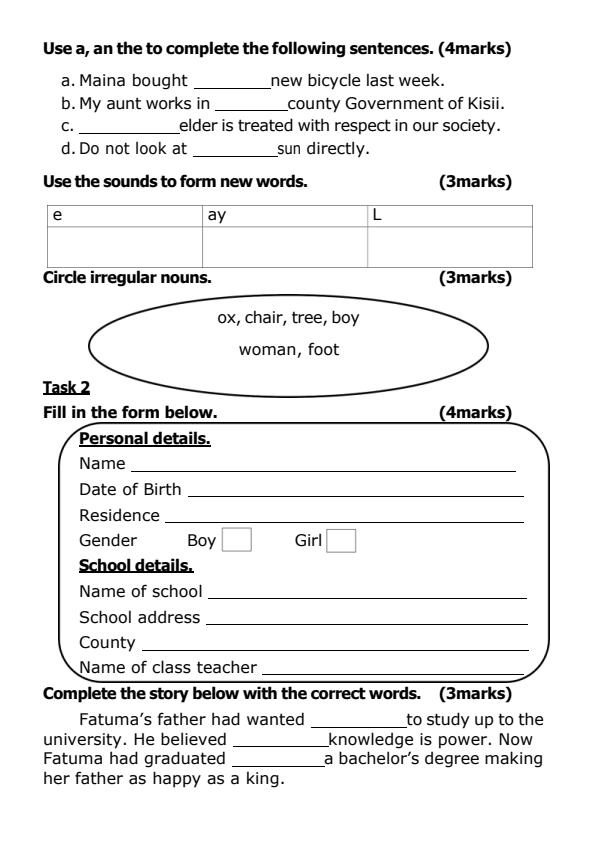 Page 2 – Grade 4 English December 2026 Holiday Assignment – Kenyaplex