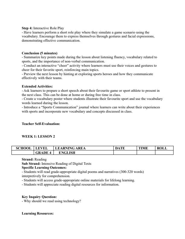Page 2 – Grade 4 English Lesson Plans Term 3 - Longhorn – Kenyaplex