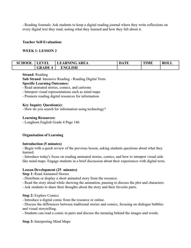 Page 4 – Grade 4 English Lesson Plans Term 3 - Longhorn – Kenyaplex