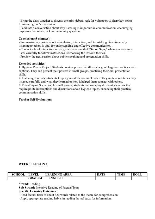 Page 2 – Grade 4 English Lesson Plans Term 3 - Skills in English – Kenyaplex
