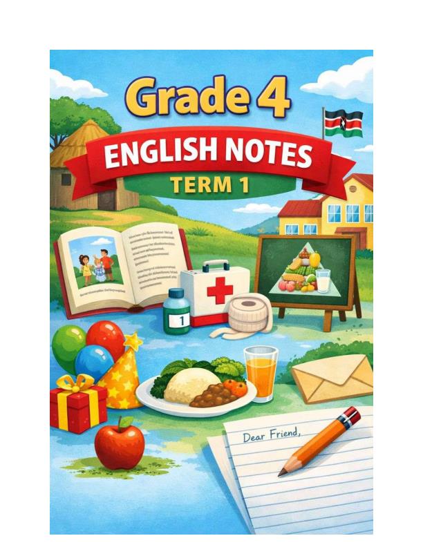 Page 1 – Grade 4 English Notes Term 1 – Kenyaplex