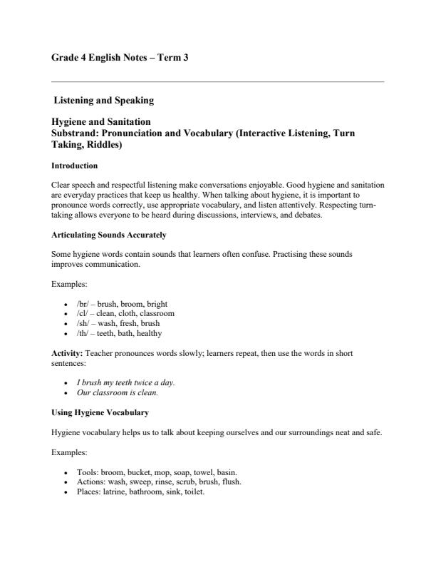 Page 1 – Grade 4 English Notes Term 3 – Kenyaplex