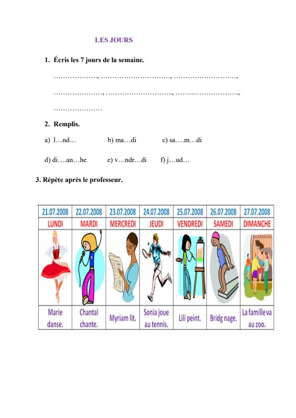 Page 2 – Grade 4 French. Sub Strand: L