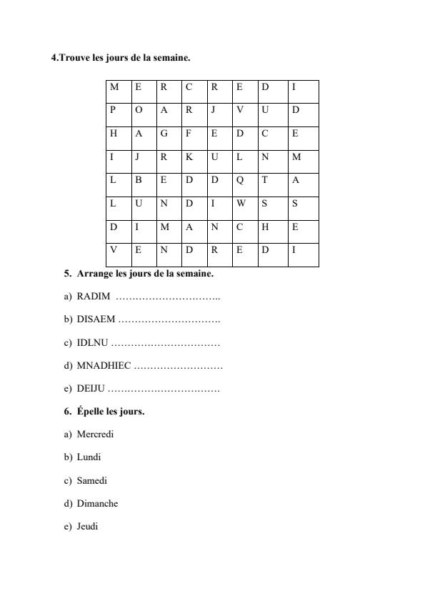 Page 3 – Grade 4 French. Sub Strand: L