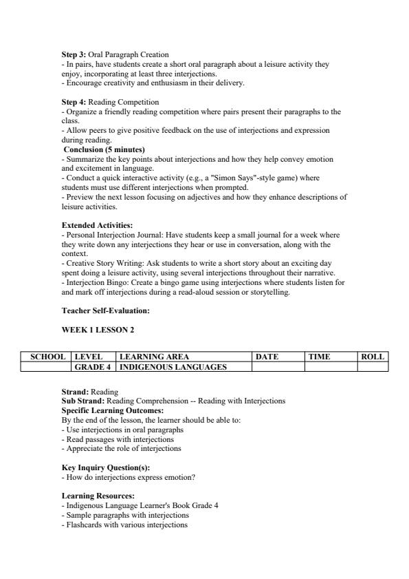 Page 2 – Grade 4 Indigenous Languages Lesson Plans Term 3 – Kenyaplex