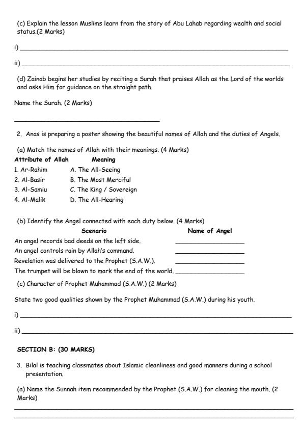 Page 2 – Grade 4 Islamic Religious Education August 2026 Holiday Assignment – Kenyaplex