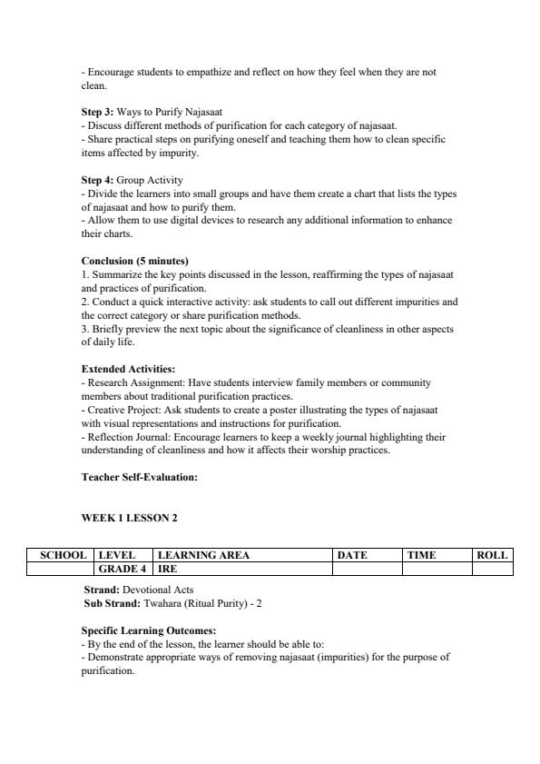 Page 2 – Grade 4 Islamic Religious Education (IRE) Lesson Plans Term 2 – Kenyaplex