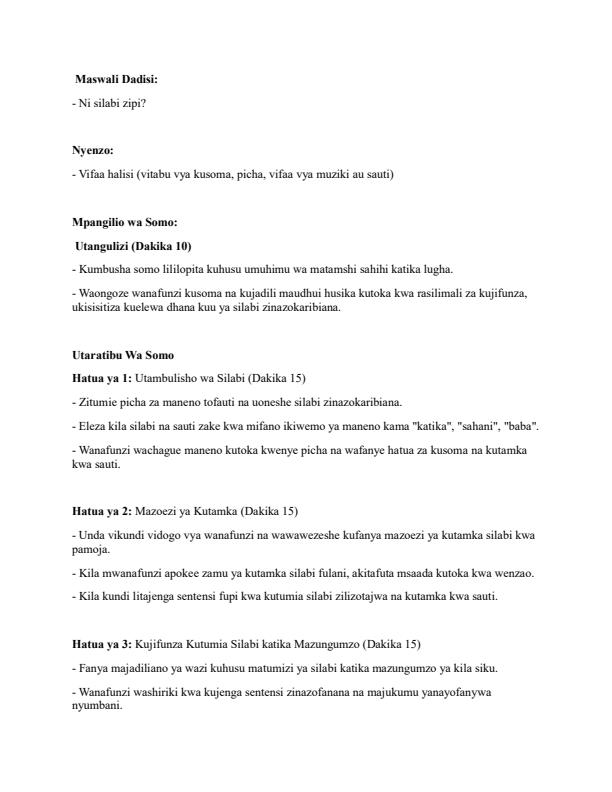 Page 4 – Grade 4 Kiswahili Lesson Plans Term 1 - Kiswahili Sahili – Kenyaplex