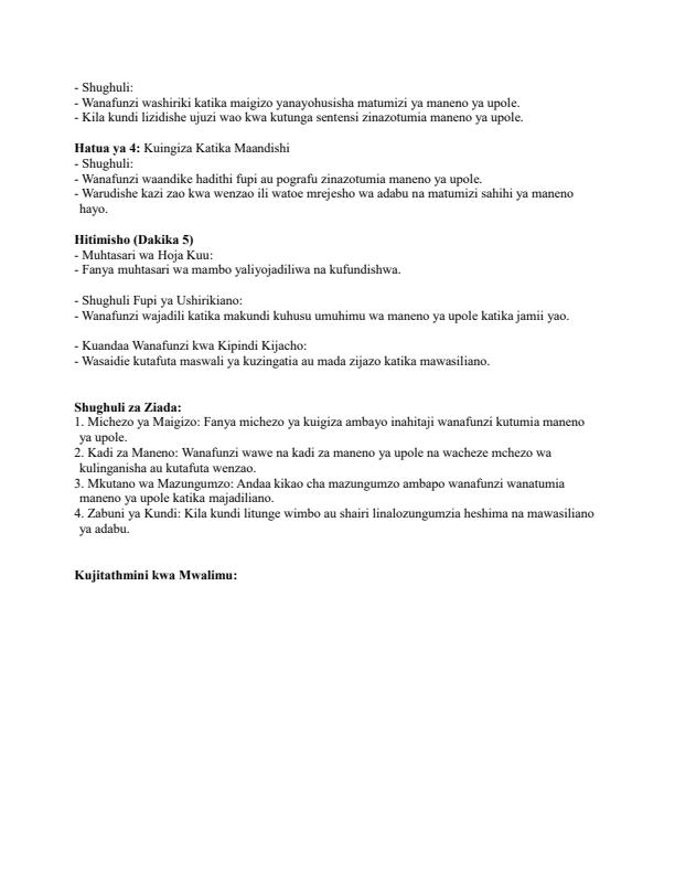 Page 4 – Grade 4 Kiswahili Lesson Plans Term 2 - Kiswahili Sahili – Kenyaplex
