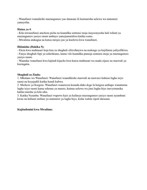 Page 2 – Grade 4 Kiswahili Lesson Plans Term 3 - Kiswahili Sahili – Kenyaplex