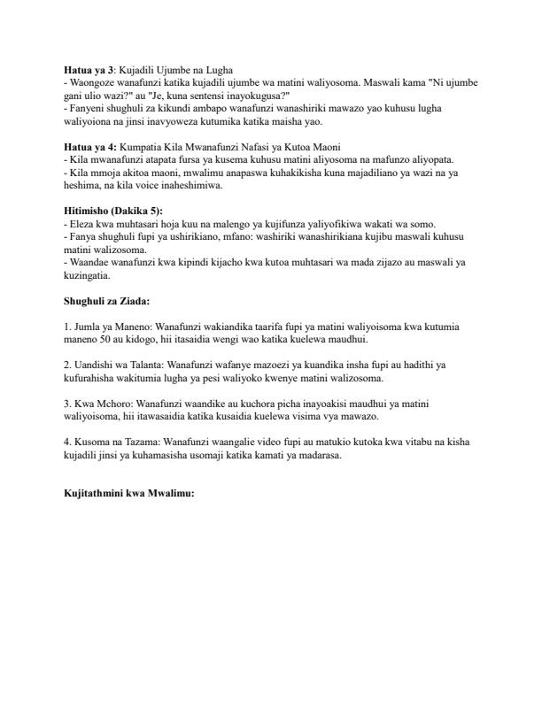 Page 4 – Grade 4 Kiswahili Lesson Plans Term 3 - Kiswahili Sahili – Kenyaplex