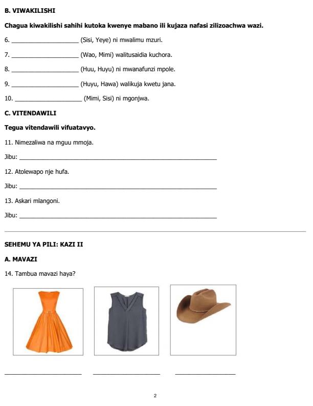 Page 2 – Grade 4 Kiswahili Lugha December 2026 Holiday Assignment  – Kenyaplex