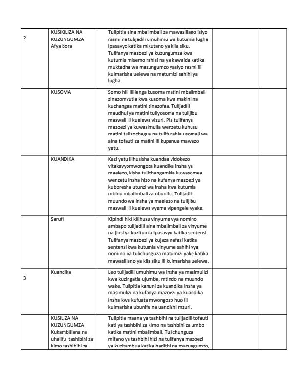 Page 2 – Grade 4 Kiswahili Records of Work Term 3 - Kiswahili Sahili – Kenyaplex