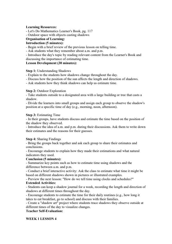 Page 4 – Grade 4 Mathematics Lesson Plans Term 3 - Let