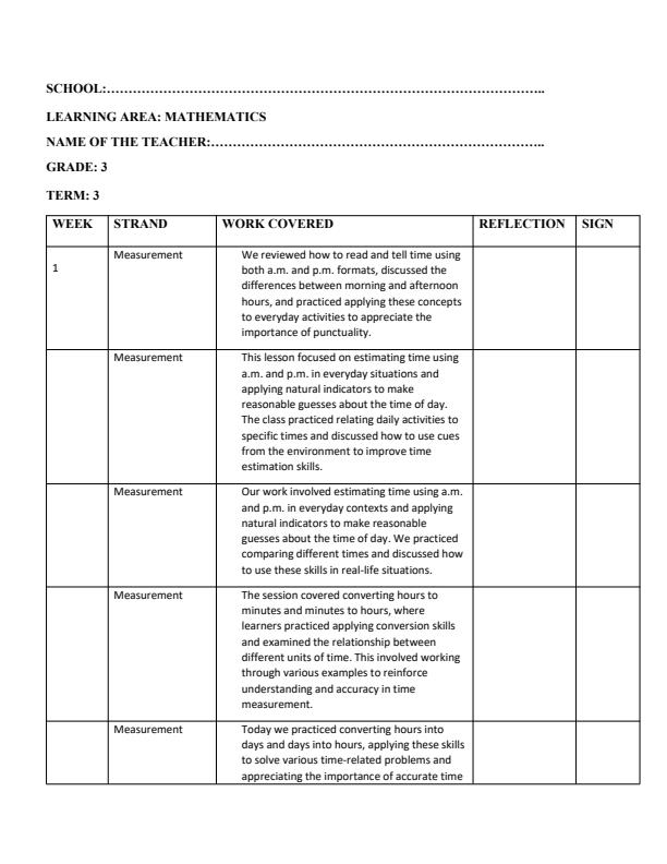 Page 1 – Grade 4 Mathematics Records of Work Term 3 - Oxford Let