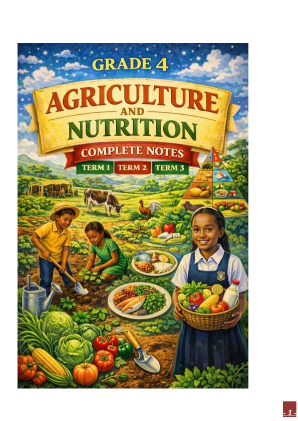 Page 1 – Grade 4 Rationalized Agriculture and Nutrition Lesson Notes Term 1, Term 2, Term 3 – Kenyaplex
