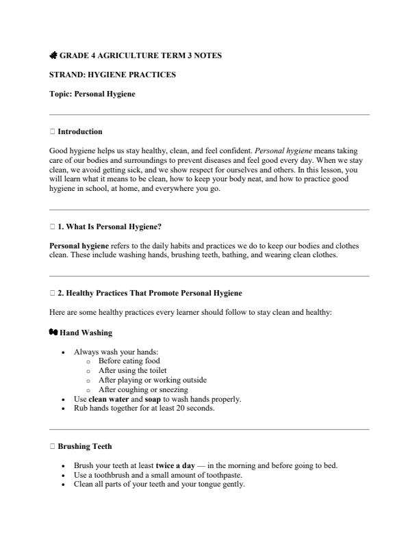 Page 1 – Grade 4 Rationalized Agriculture and Nutrition Notes Term 3 – Kenyaplex