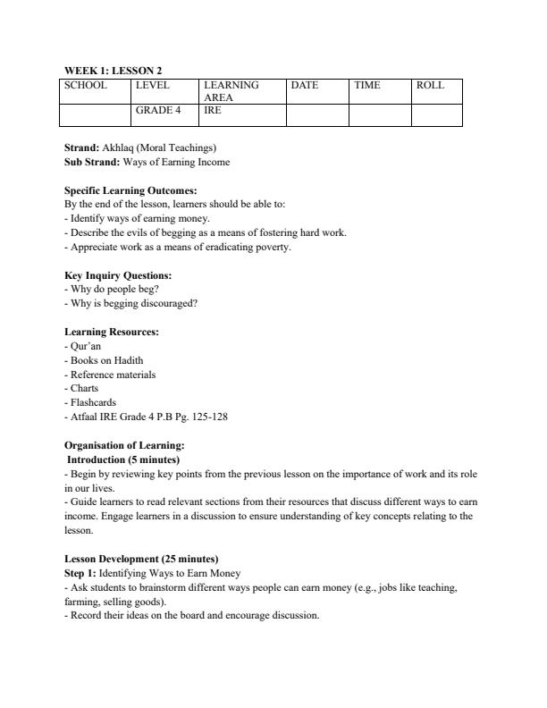 Page 3 – Grade 4 Rationalized IRE Lesson Plans Term 3 - Atfaal – Kenyaplex