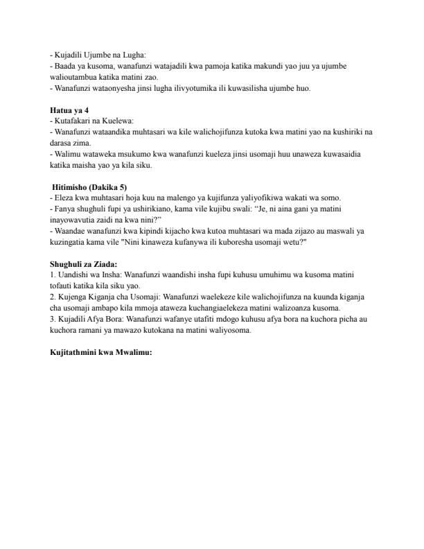 Page 4 – Grade 4 Rationalized Kiswahili Lesson Plans Term 3 – Kenyaplex