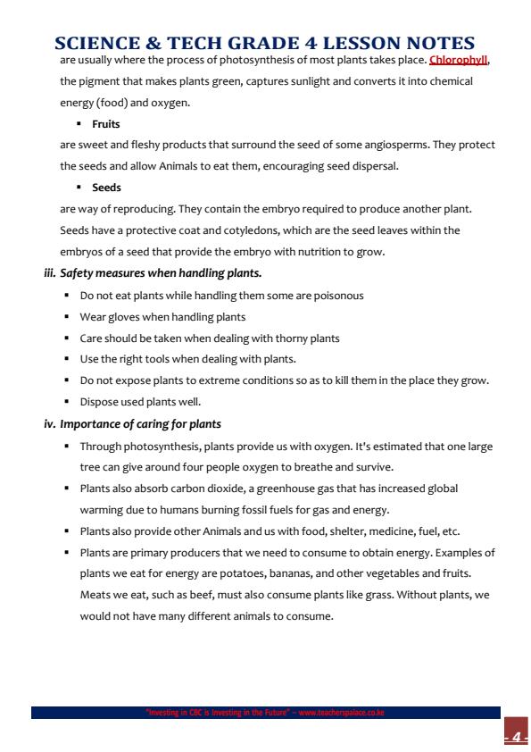 Page 4 – Grade 4 Rationalized Science and Technology Complete Notes Term 1,  Term 2 and Term 3 – Kenyaplex
