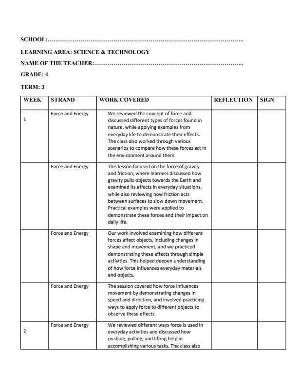 Page 1 – Grade 4 Science & Technology Records of Work Term 3 - Oxford – Kenyaplex